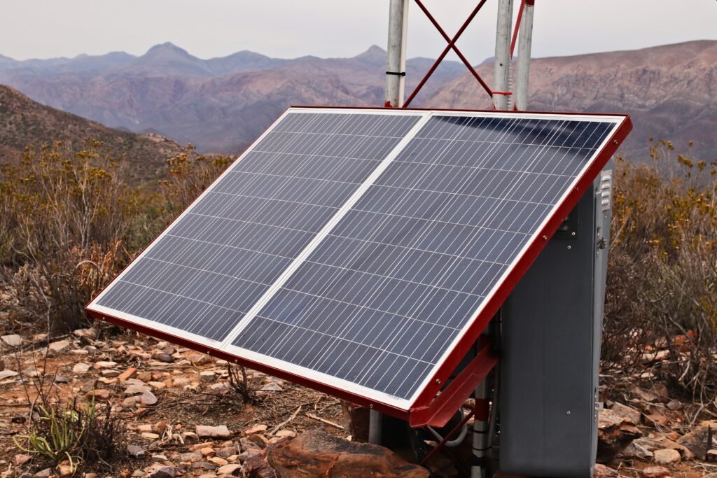 a portable solar panel mounted outdoors