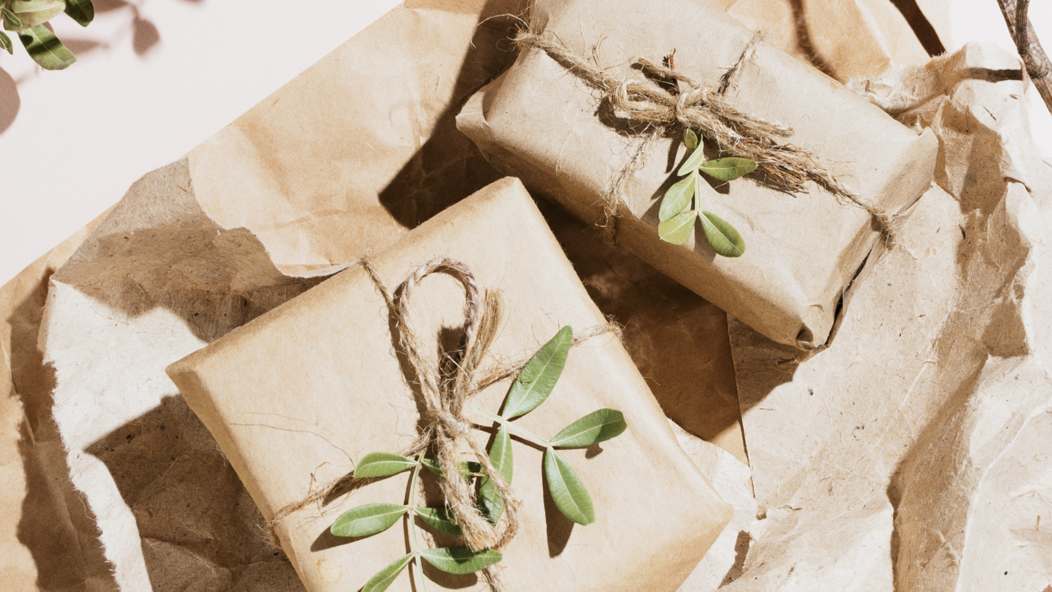 Eco friendly gifts wrapped in environment friendly packaging