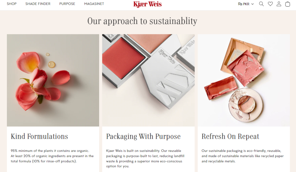 Kjaer weis sustainability approach to zero waste makeup brand